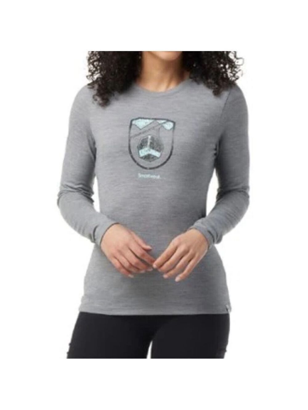 SMARTWOOL Gondola Ride Graphic wool long sleeve shirt crewneck grey size small